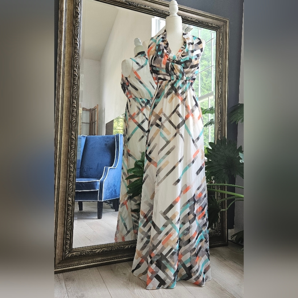 Geometric Patterned Maxi Dress Size 0